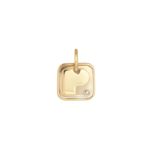 Medalha Letra P Ouro Bicolor com Diamantes