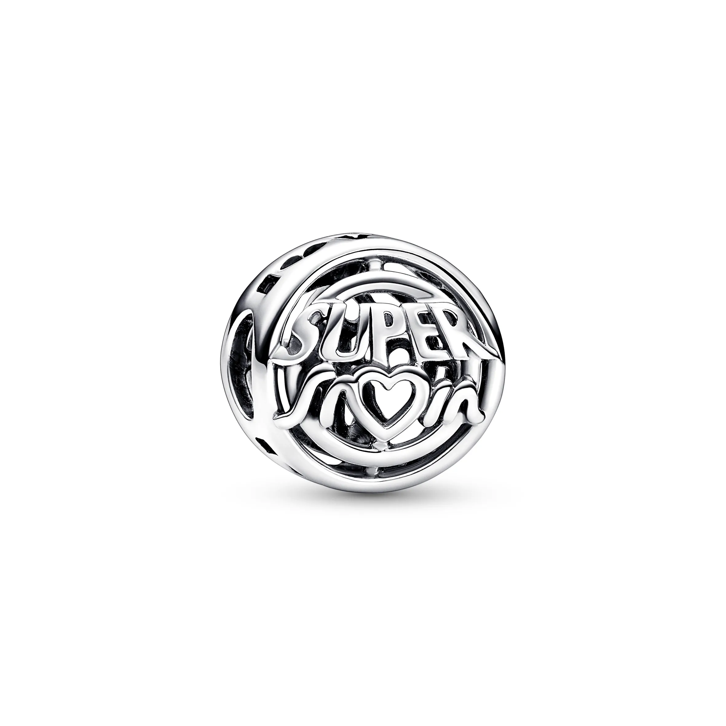 PANDORA Super mum, My hero sterling silver charm 792644C00)