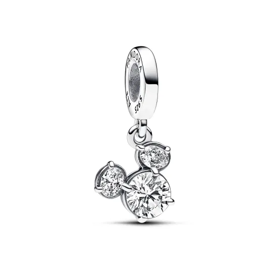 Pandora Disney Mickey silhouette sterling silver dangle with clear c 793031C01