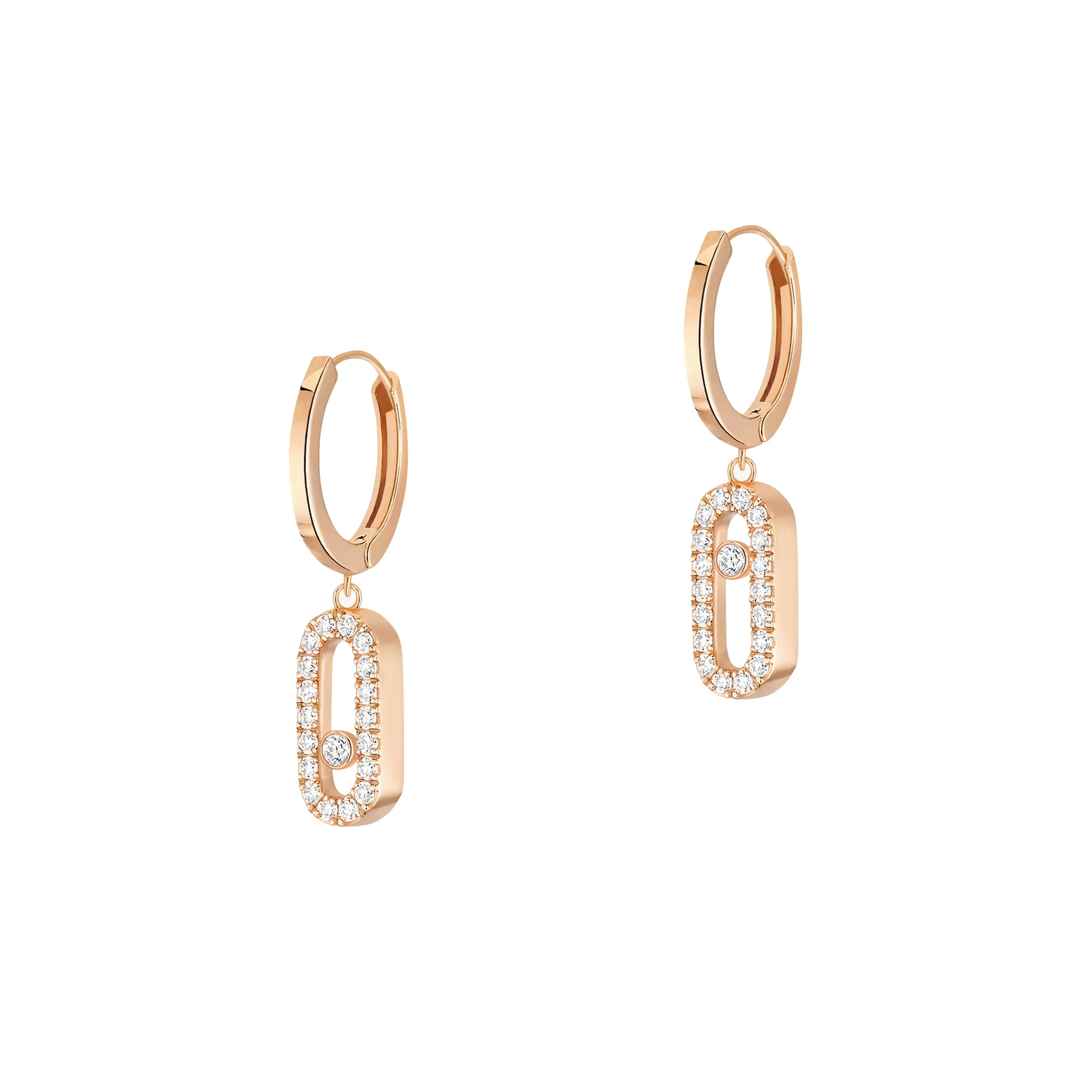 Brincos Move Uno Hoop Ouro Rosa com Diamantes