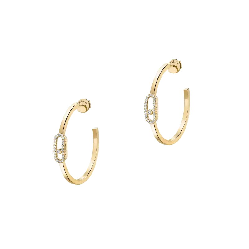 Messika Move Uno Yellow Gold Diamond Hoop Earrings MEK.43.BR.12485.YG