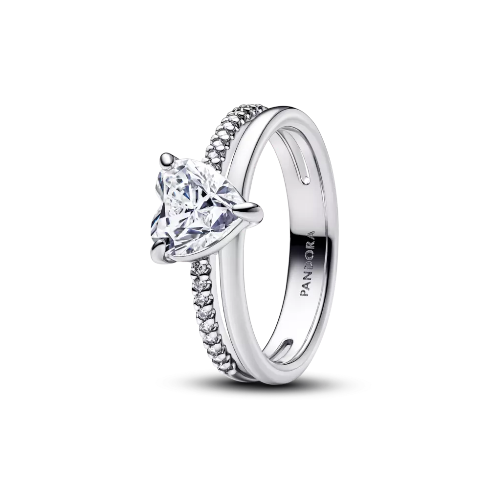 PANDORA Heart sterling silver ring with clear cubic zirconia (Ref