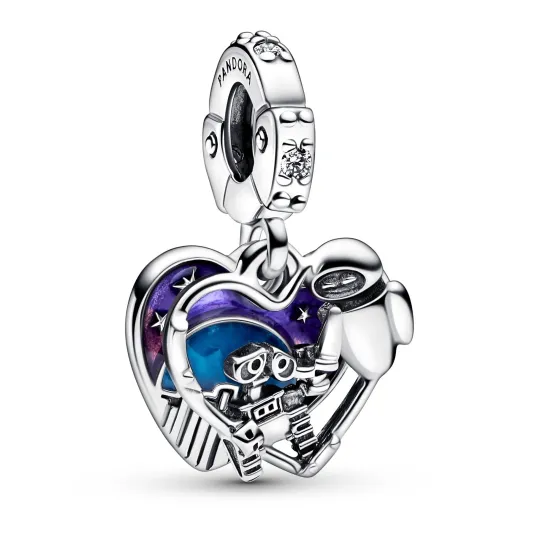 PANDORA Disney Wall-E and Eve heart sterling silver double dangle wi 792518C01