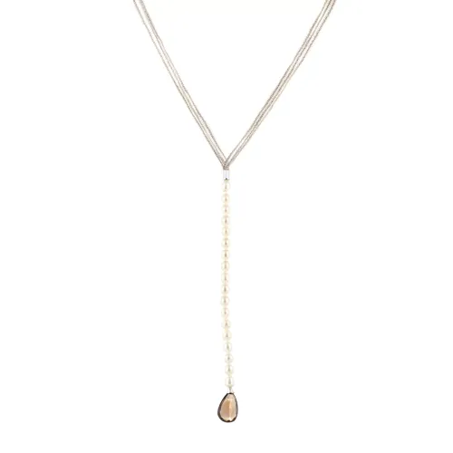 Imagem Colar Calgaro De Prata com Perolas e Quartz