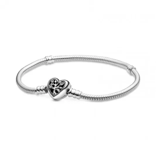 Pandora Pandora Moments Family Tree Heart Clasp Snake Chain Bracelet 598827C01-19
