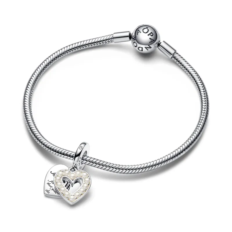 Pandora Conta Pendente Dupla Coração Branco Perolado 792649C01
