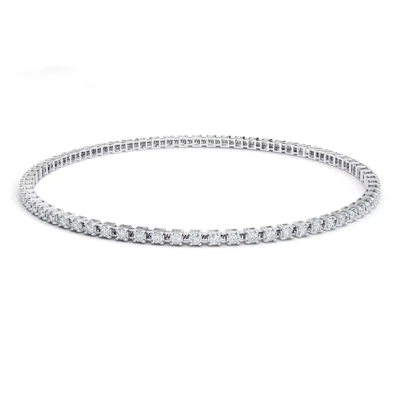 Marcolino Pulseira Reivière Elástica Ouro Branco com Diamantes FP6842