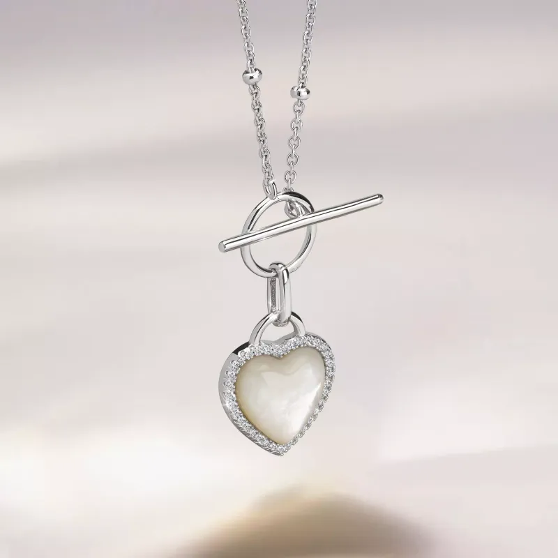 Unike Heart Mother of Pearl Silver Necklace UK.CL.1204.0283