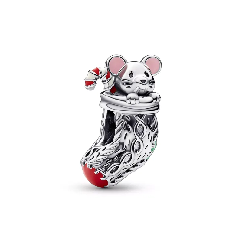 Pandora Festive Mouse & Stocking Charm 792366C01