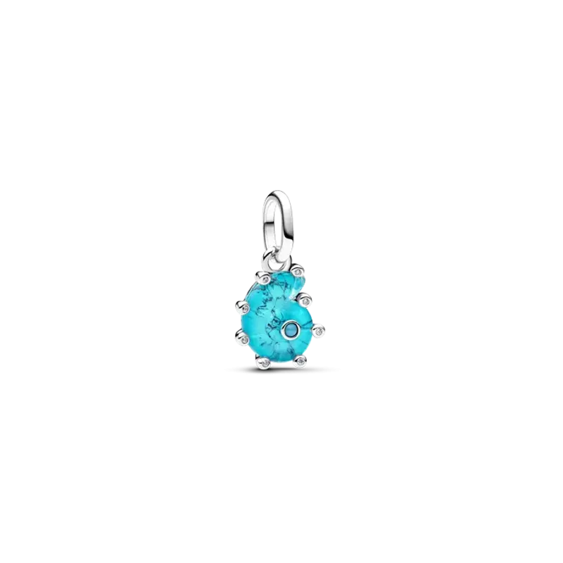 Pandora Sea snail sterling silver dangle with capri blue crystal 793900C01