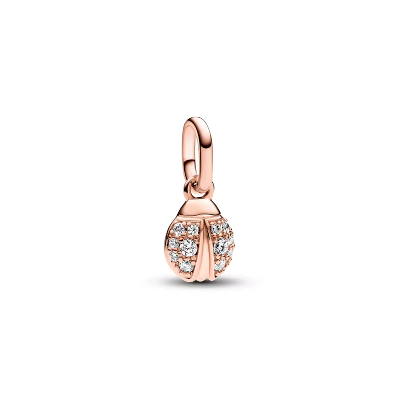 Pandora Ladybird 14k rose gold-plated mini dangle with clear cubic z 783043C01