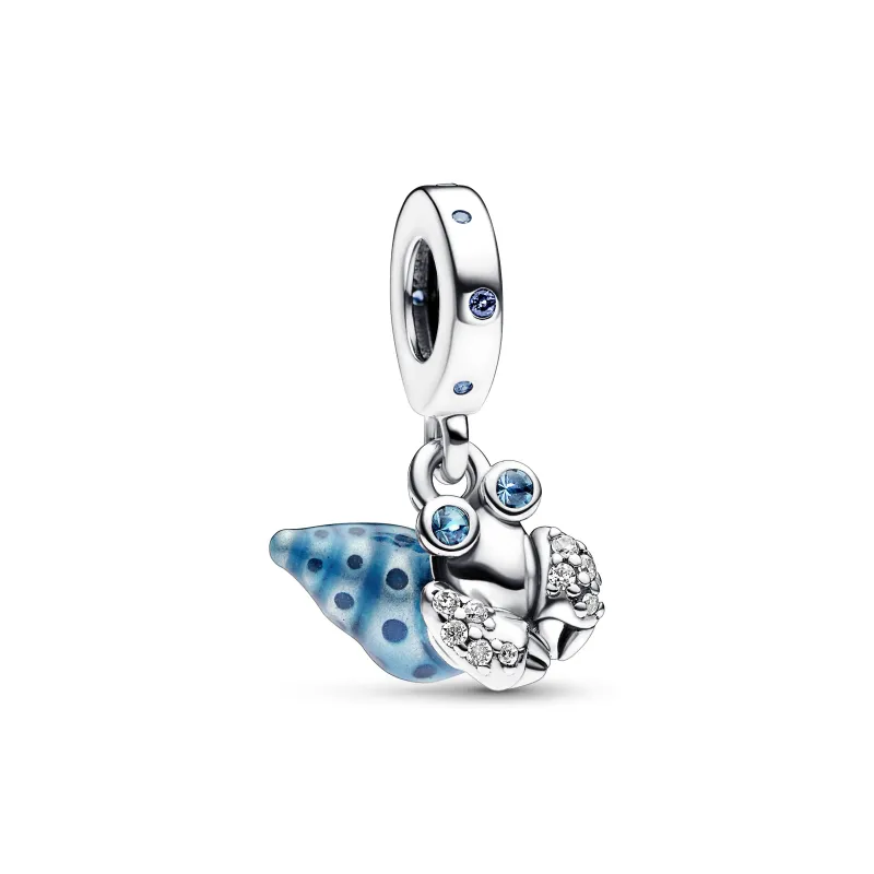 Pandora Hermit crab sterling silver dangle with stellar blue, icy gr 792700C01