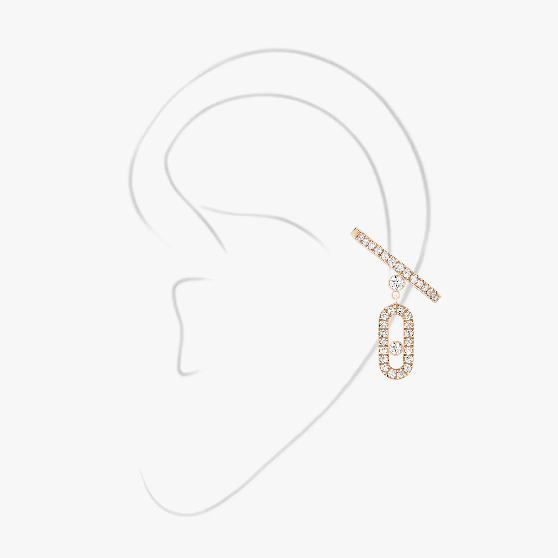 Image Move Uno Tassel Single Rose Gold Earrings with Diamonds