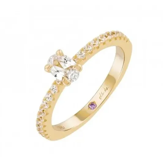 Unike Mia Rose Oval Solitaire Golden Ring UK.AN.1204.0466