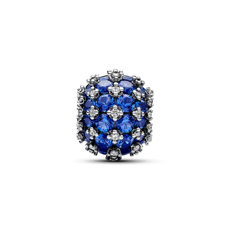 Pandora Sterling silver charm with princess blue crystal and clear c 792630C02