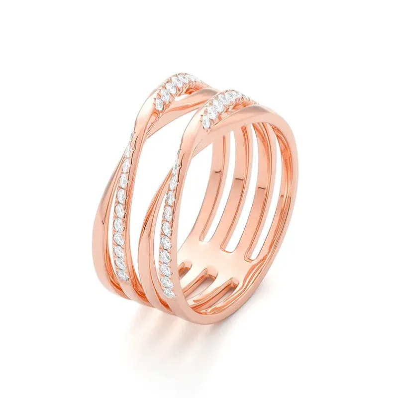 Marcolino Anel Ouro Branco com Diamantes R0140D64AU.GVS.14