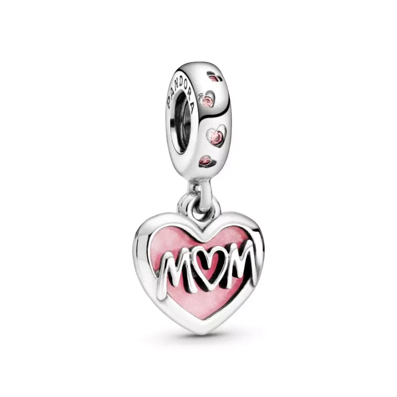 Pandora Mum sterling silver dangle with fancy fairy tale pink cubic 798887C01