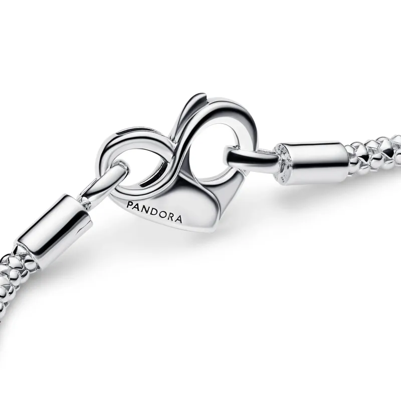 Pandora Studded chain sterling silver bracelet with heart clasp 592453C00-18