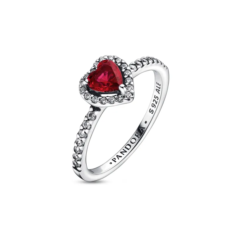 Pandora Anel Sparkling Red Elevated Heart 198421C02-58