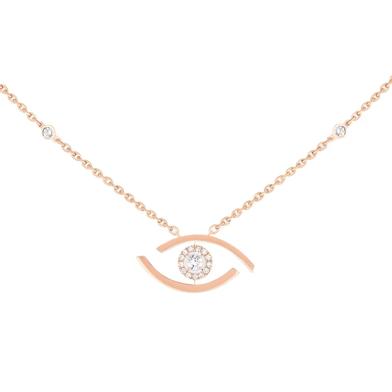 Messika Colar Lucky Eye Ouro Rosa com Diamantes MEK.35.FI.07524.PG