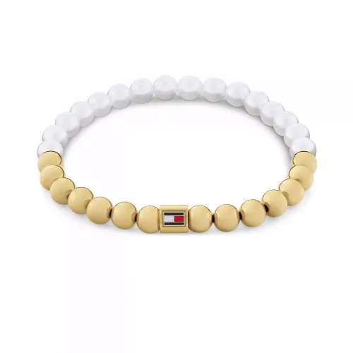 Imagem Pulseira Pérolas Branca e Dourada