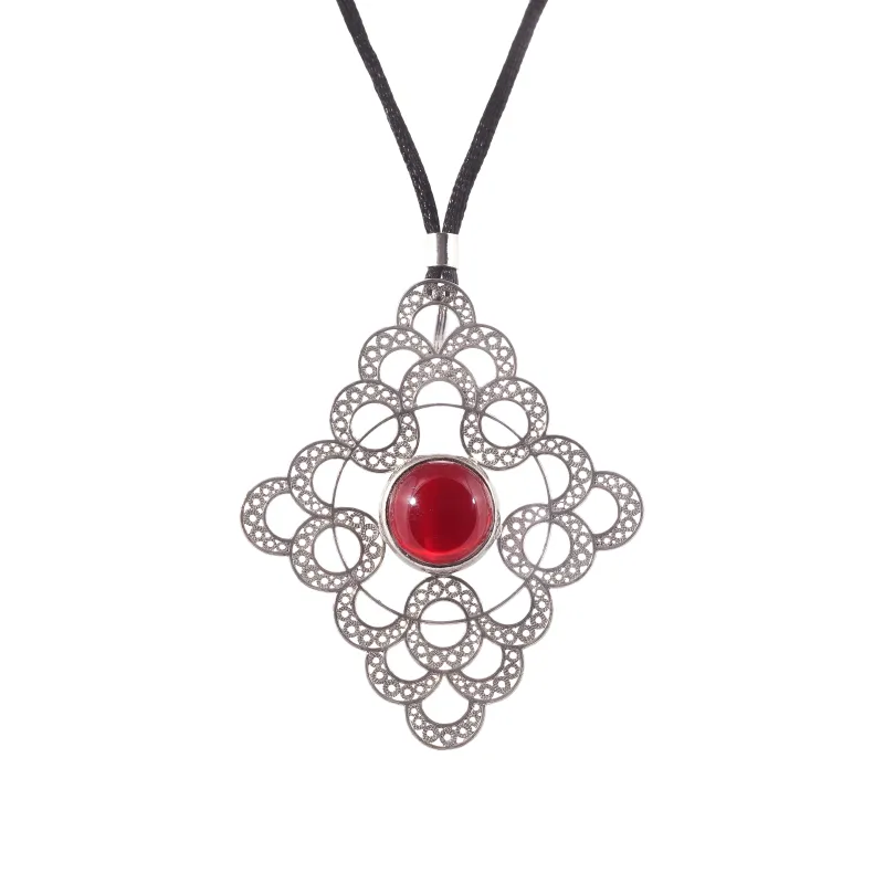 Marcolino Colar Filigrana em Prata Bordeaux 10CL-PB0032BO