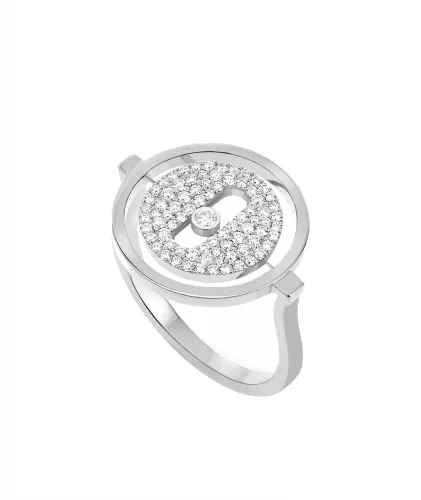 Anel Lucky Move ouro branco com diamantes