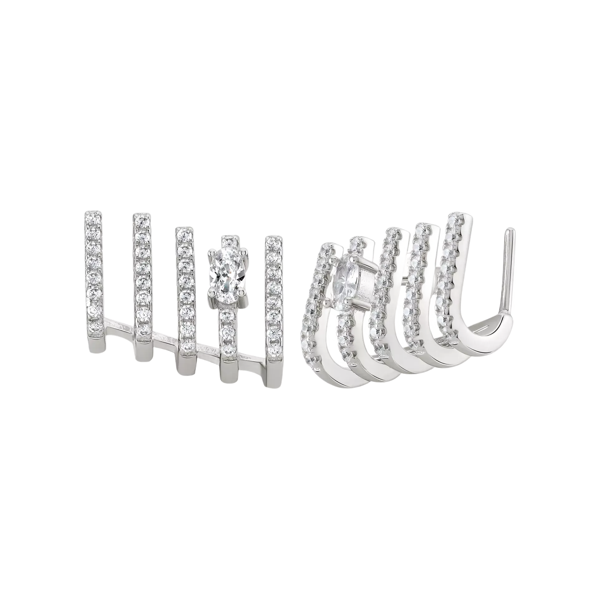 Brincos Party Glow Five Lines Shiny Silver