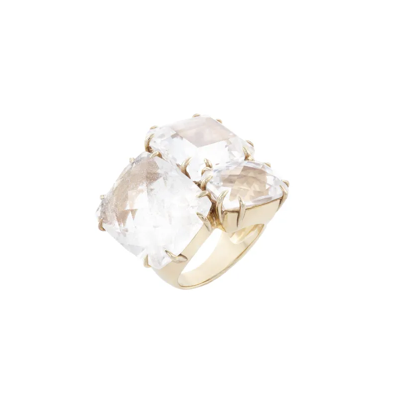 Marcolino Anel Em Ouro com Cristais de Rocha 226730