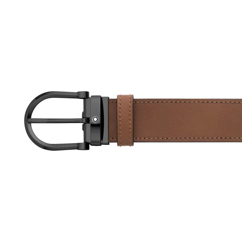 Montblanc Horseshoe buckle black/tan 35 mm reversible leather belt 128785