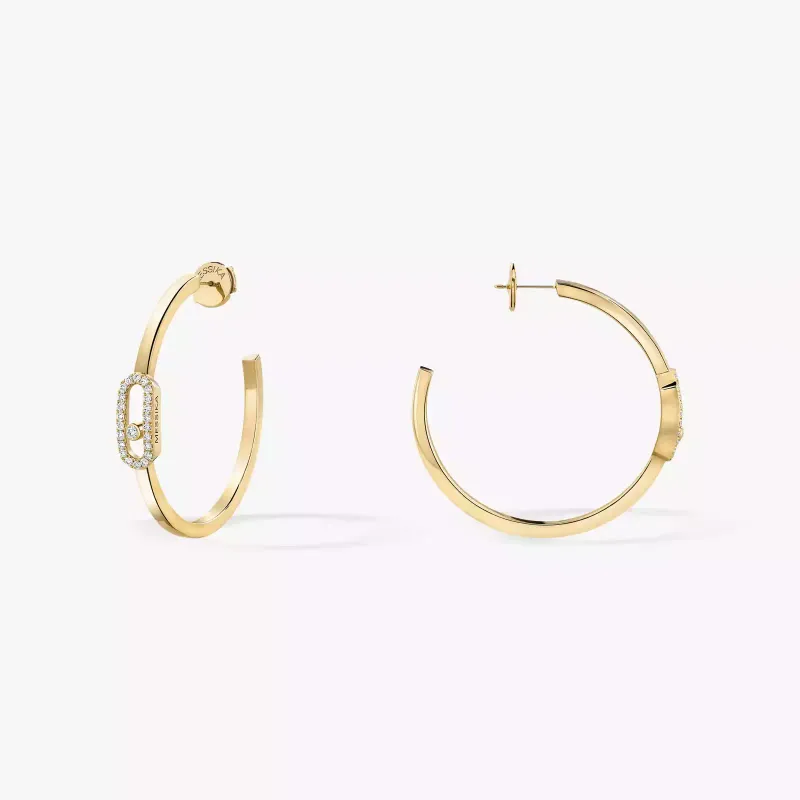 Messika Move Uno Yellow Gold Diamond Hoop Earrings MEK.43.BR.12485.YG