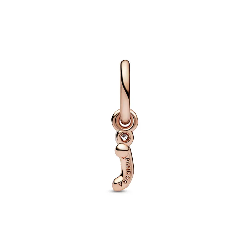 Pandora Letter i 14k rose gold-plated dangle with clear cubic zircon 782473C01