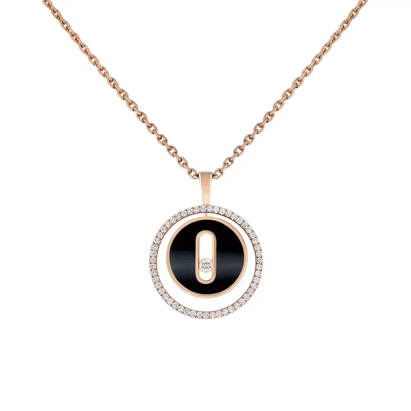 Messika Lucky Move Pink Gold and Onyx Diamond Necklace MEK.33.FI.12317.PG
