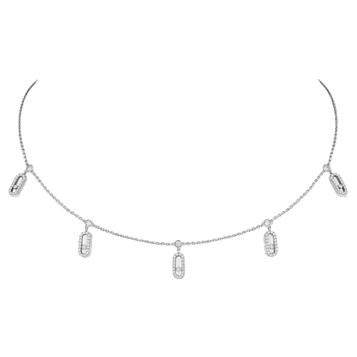 Image Move Uno Diamond Necklace in White Gold