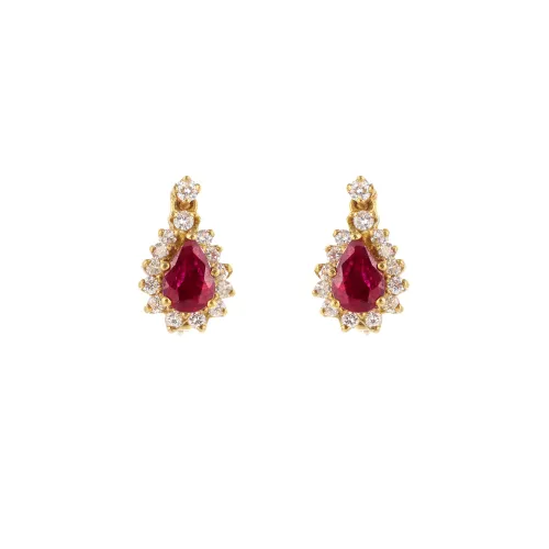 Imagem Brincos Ouro Branco e Rubis Lagrima