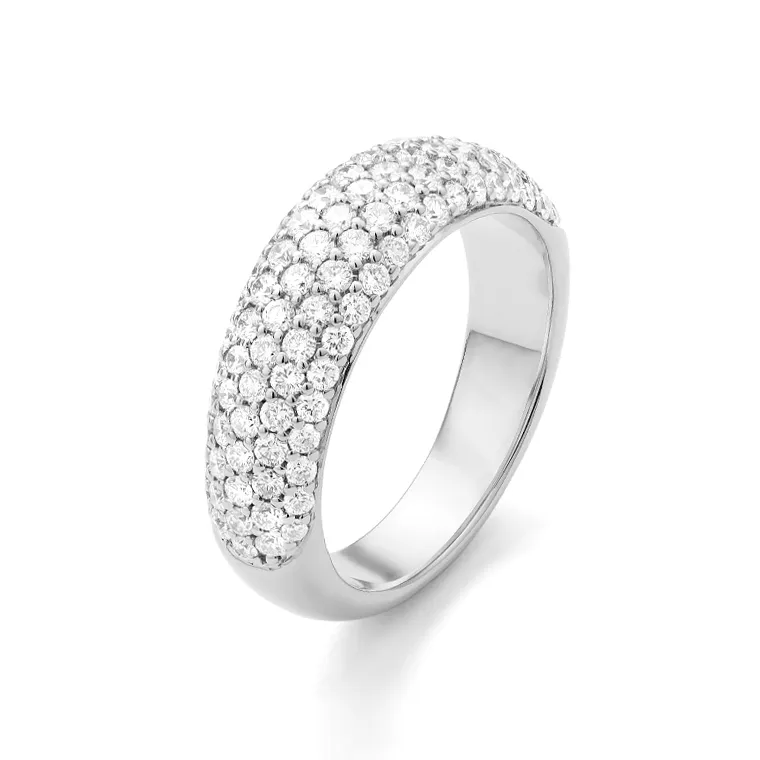 Pavé White Gold Memory Ring with Diamonds