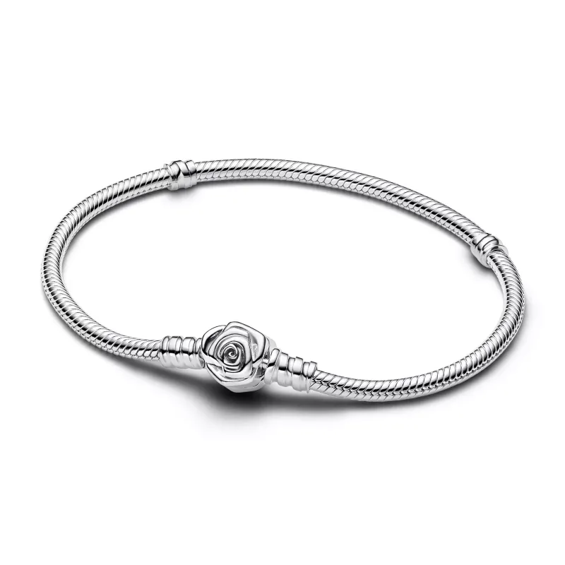 Pandora Pulseira Moments Snake fecho Rosa em Flor 593211C00-18