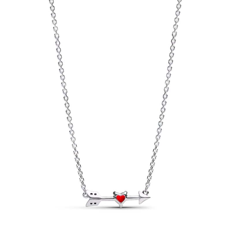 Pandora Heart arrow sterling silver pendant necklace with red Murano 393669C01-50