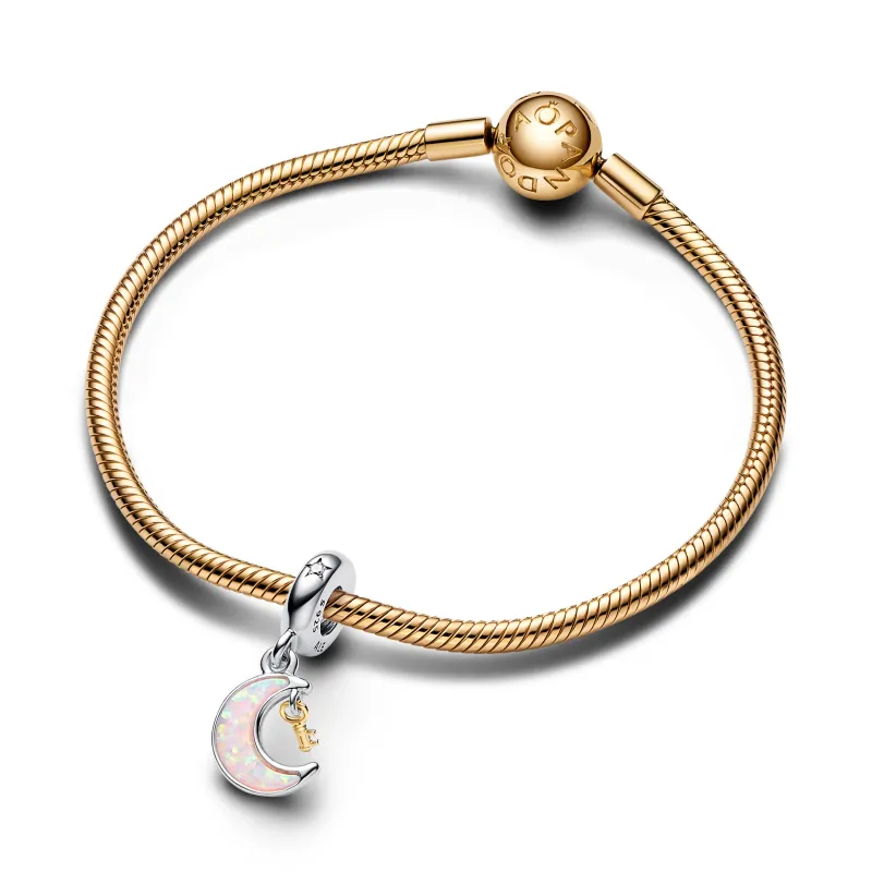 Pandora Moon and key sterling silver and 14k gold-plated dangle with 762985C01