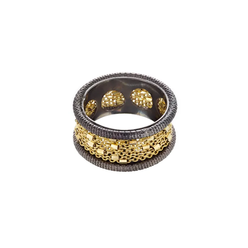 Marcolino Anel Oxette em Prata Fio Dourado 04X05-00584