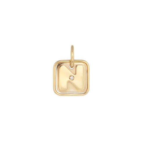 Medalha Letra N Ouro Bicolor com Diamantes