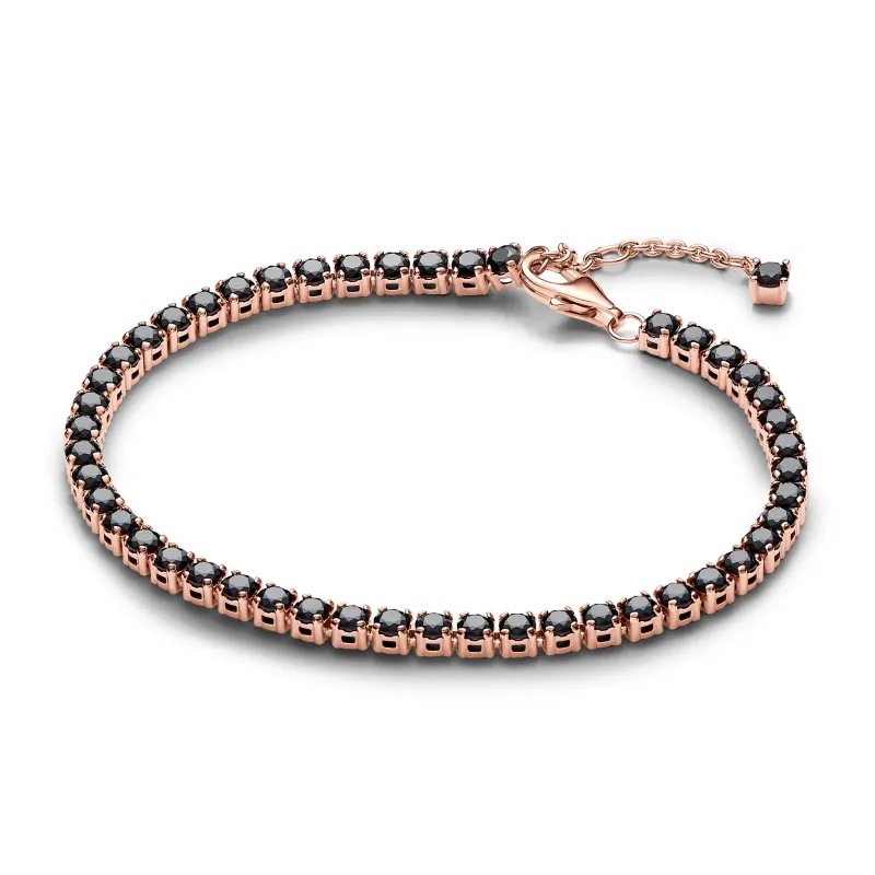 Pandora 14k Rose gold-plated bracelet with black crystal 581469C02-16