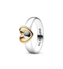 Heart sterling silver and 14k gold-plated ring