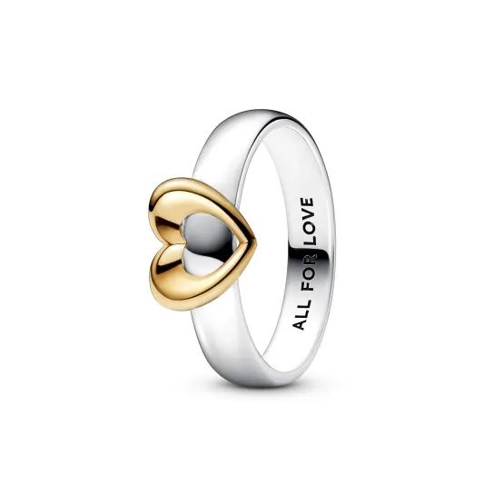 Pandora Heart sterling silver and 14k gold-plated ring 162504C00-52