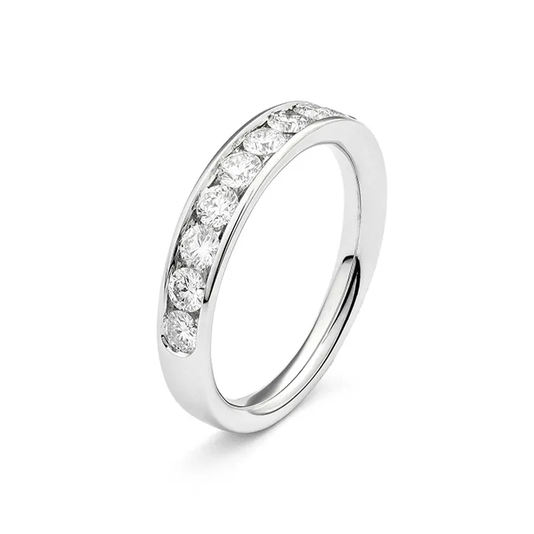 Caliber White Gold Memory Ring with Diamonds
