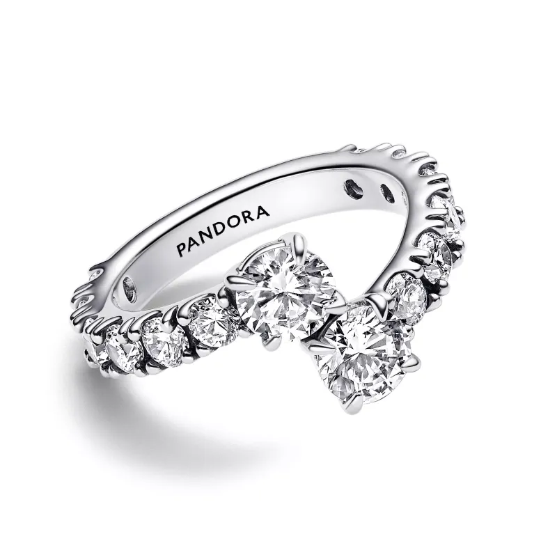 Pandora Anel Sparkling Overlapping Band 193149C01-56