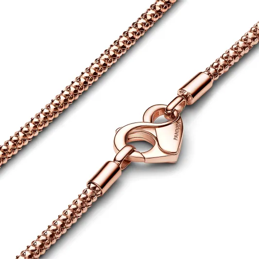 Pandora Studded chain 14k rose gold-plated necklace with heart clasp 382451C00-45