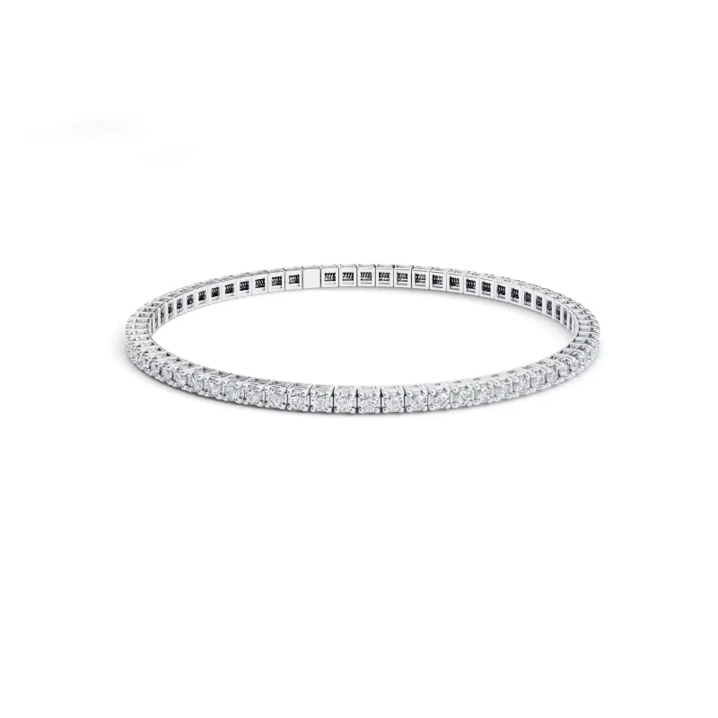 Marcolino Pulseira Reivière Elástica Ouro Branco com Diamantes FP6842