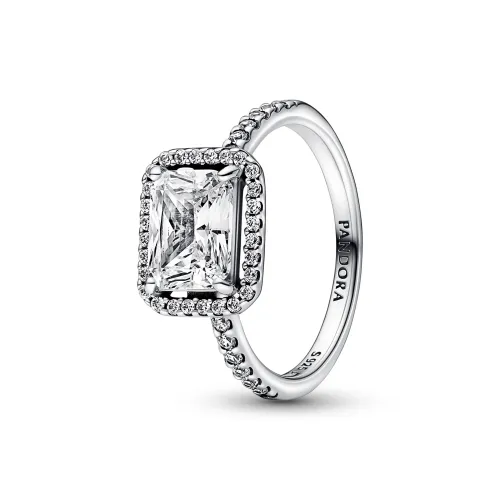 Anel Rectangular Sparkling Halo