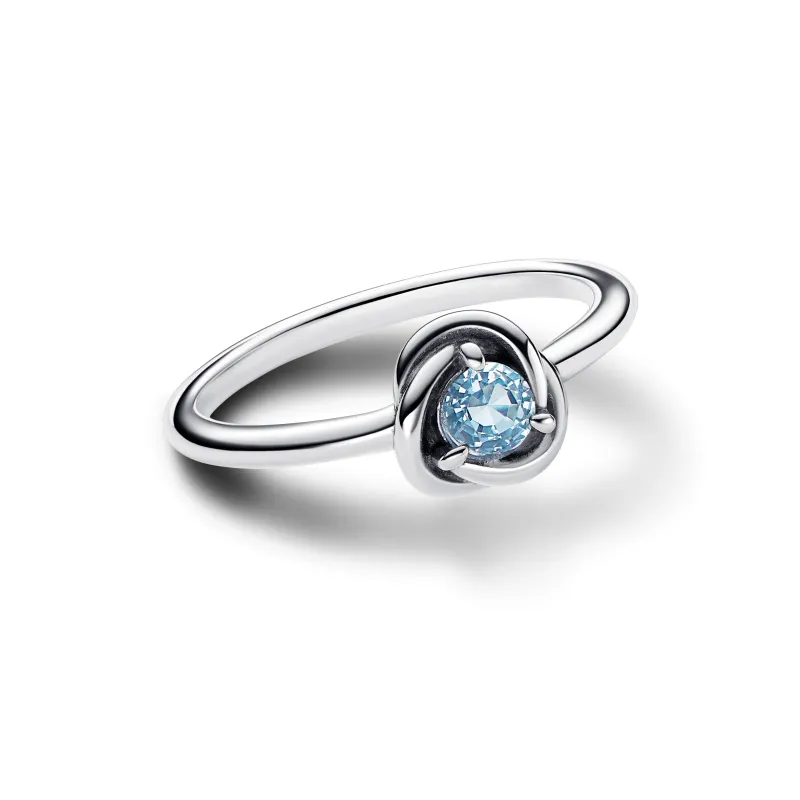 Pandora Sterling silver ring with sea aqua blue crystal 192993C03-50